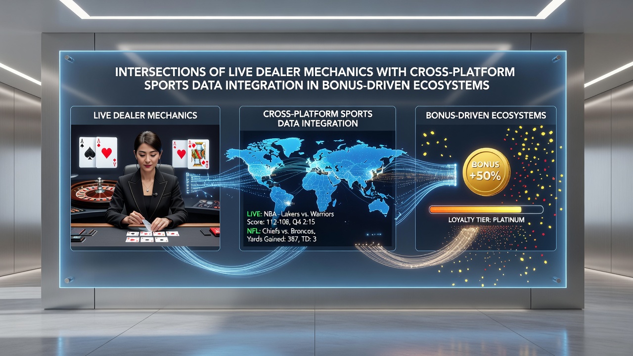 Cross-platform dashboard displaying synchronized live dealer and sports betting interfaces